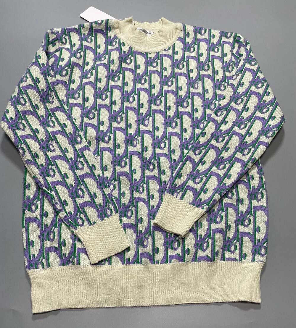 Christian Dior Oblique Monogram Knit Sweater Purple Green Size M